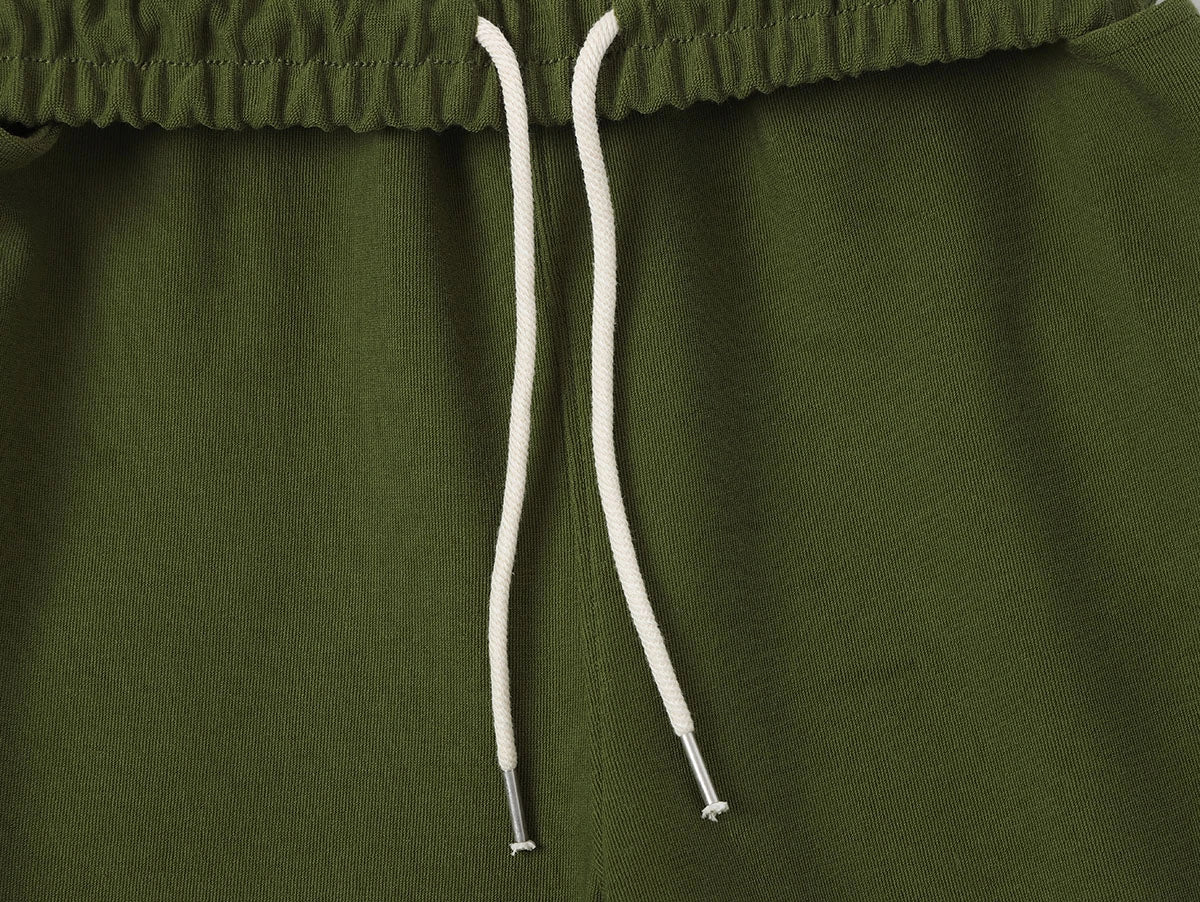 420 GSM MID-LENGTH LOOSE FIT 'MOSS GREEN' SHORTS - Image 6